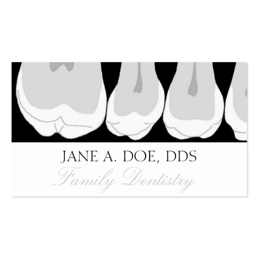 Dentist Office Dental Teeth X-Ray Silver Script Business Card (front side)