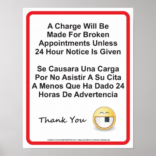 Dentist Office Missed Appointment Wall Sign Poster Zazzle