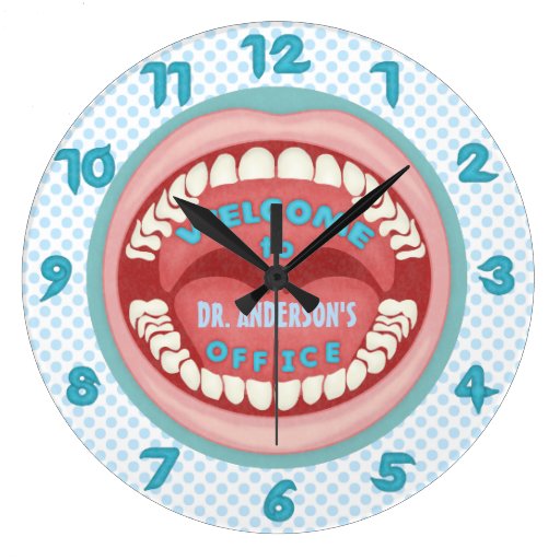 Dentist Office Novelty Personalized Teeth Dental Large Clock Zazzle