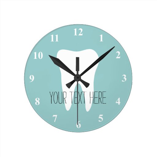 Dentist office wall clock with tooth logo Zazzle