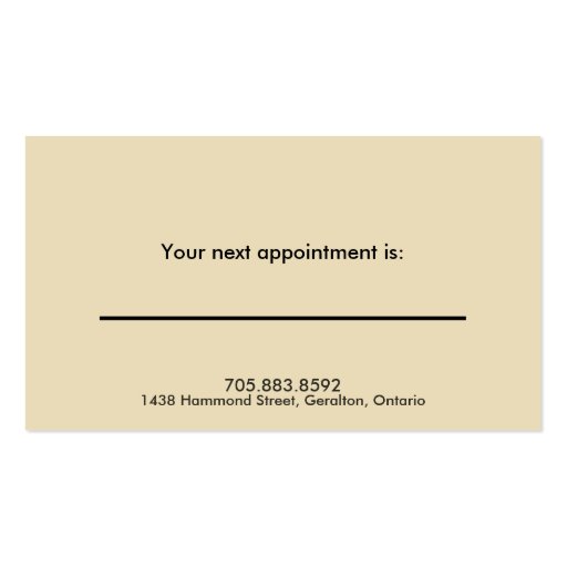 Dentist Orthodontist Appointment Business Card (back side)