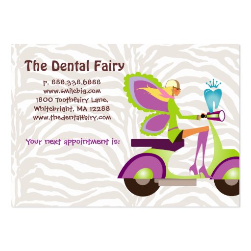 Dentist Referral Card Scooter Cute Fairy Business Card Template (back side)