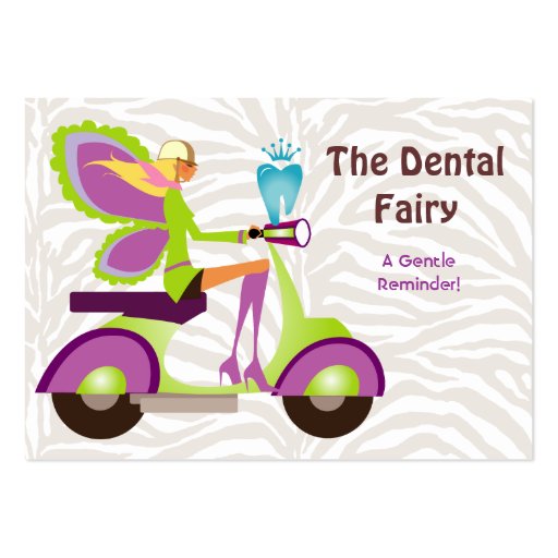 Dentist Reminder Card Scooter Cute Fairy Business Card Template (front side)