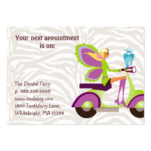 Dentist Reminder Card Scooter Cute Fairy Business Card Template (back side)