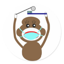 Dentist Sock Monkey Shirts and Gifts--Adorable Sticker