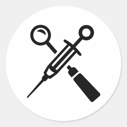 Dentist tools syringe round sticker
