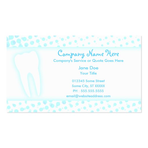 dentistry business card (back side)