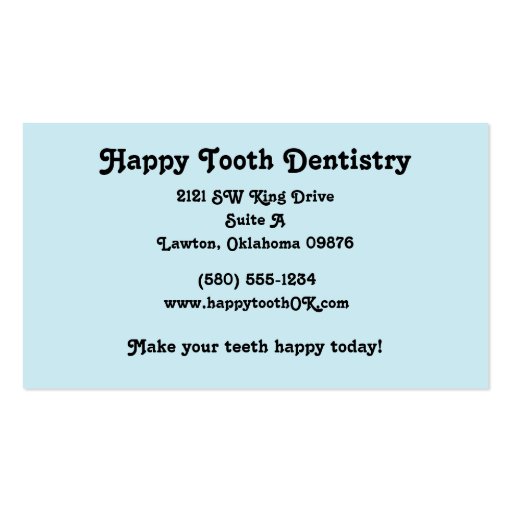 Dentistry,teeth,business card,cute,fun,blue,simple (back side)