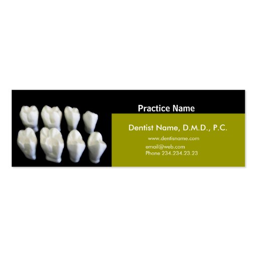 Dentists Appointment Care Business Cards (front side)