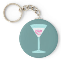 Dentures False Teeth Martini Keychain