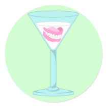 Dentures False Teeth Martini Round Sticker