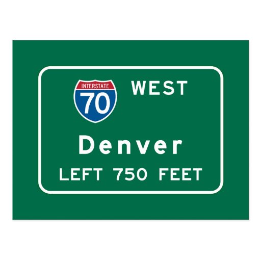 Denver, CO Road Sign Postcard Zazzle