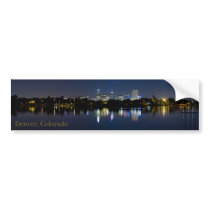Denver Night Skyline Reflection Bumper Sticker