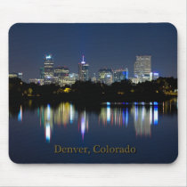 Denver Night Skyline Reflection Mousepad