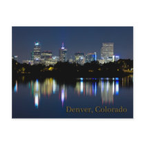 Denver Night Skyline Reflection Post Cards