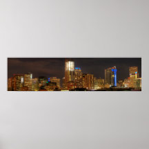Denver Skyline by Night Poster