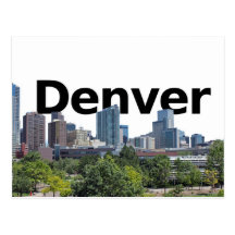 Denver Skyline with Denver in the Sky Postcard