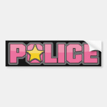 Departamento de Policía rosado 3 del lustre Etiqueta De Parachoque