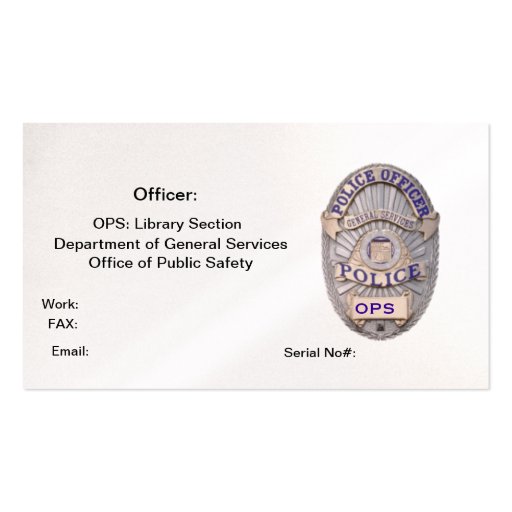 Department of General Services Office of Public Sa Business Card Templates