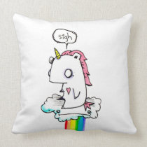 Depressed Unicorn by Emi Boz pillows
