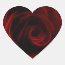 Depth of love red rose heart sticker