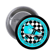 Derby Chicks Roll With It - Blue Aqua Black White Buttons