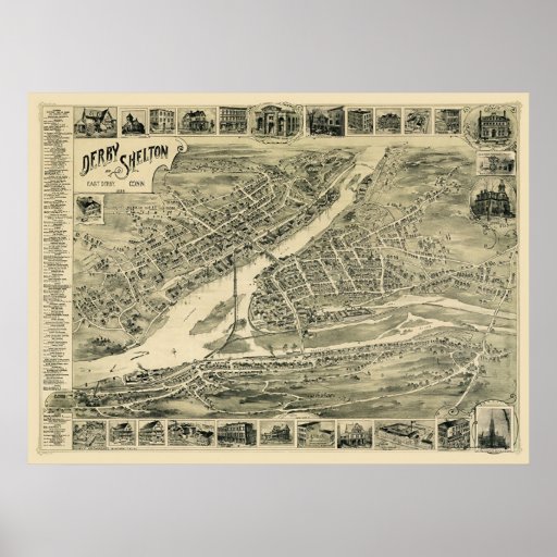 Derby, CT Panoramic Map - 1899 Posters