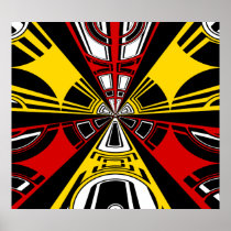 dern yellow and red circle design posters