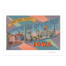 Des Moines, Iowa - Large Letter Scenes 3 Post Card