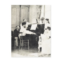 Descri??o Claude Debussy ao piano no ver?o de 1893 postcards