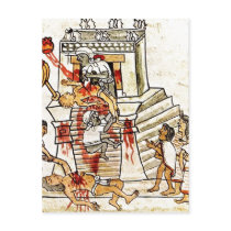 Description Aztec ritual human sacrifice portrayed Post Card