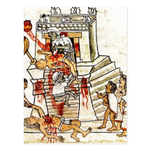 Description Aztec ritual human sacrifice portrayed Post Card