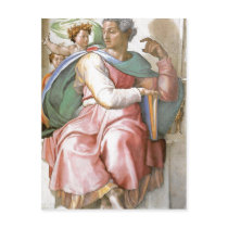Description fresco painted by Michelangelo and his postcards