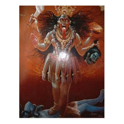 Description Hindu goddess Kali. Photo of a ~17th c Post Cards