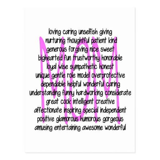 descriptive-words-for-mom-postcard-zazzle