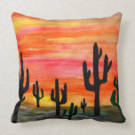 Desert Cactus Sunset throw pillow pillows
