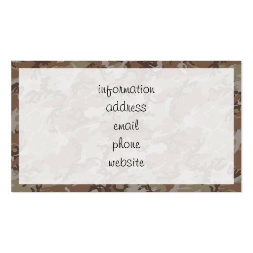 Desert Camouflage Background Business Card (back side)