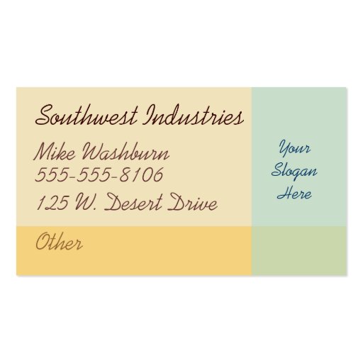 Desert Dawn Business Card (front side)