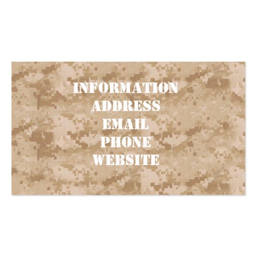 Desert Digital Military Background Business Card (back side)