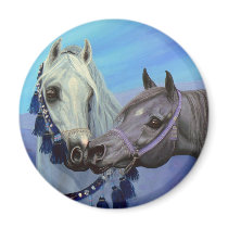 Desert Jewels Arabian horses round magnet