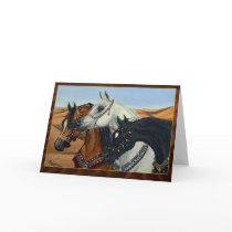 Desert Kings Arabian horses greeting card by Fine_Art_of_Morgane Desert Kings Arabian horses greeting card