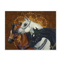 Desert Kings Arabian horses postcard by Fine_Art_of_Morgane Desert Kings Arabian horses postcard