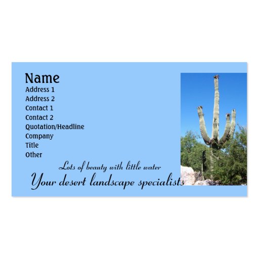 Desert Landscaping Company Business Card Template (front side)