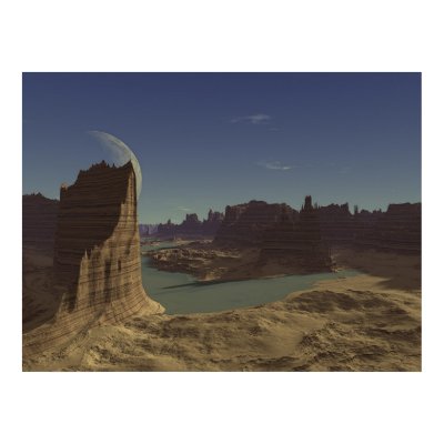 Desert Sands - River - Moon Poster by KiDAcE