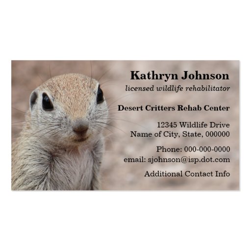 Desert Squirrel Business Card Template (front side)