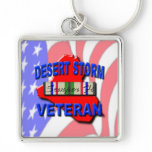 Desert Storm Veteran Service Ribbon, Semper Fi Keychain