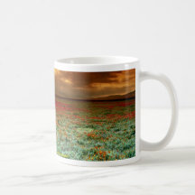 Desert sunset on a field of California poppies Mug