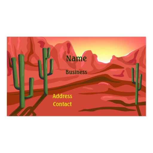 Desert Sunset Red Rock Business Card (front side)