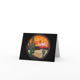 Desert Sunset Stained Glass Notecard card