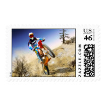 Desert Wheelie Motocross Postage Stamp